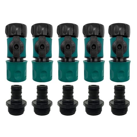 Plastic Garden Hose Quick Connect with Shutoff Set Male and Female, 3/4 ...