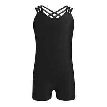YONGHS Kids Girls Spaghetti Shoulder Straps Criss Cross Back Leotard ...