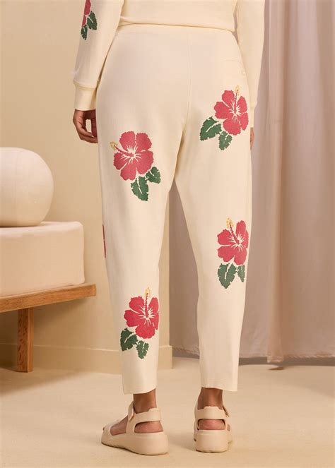 Expressive Eclectic Print Hibiscus Tapered Pants | Trendy Women's ...