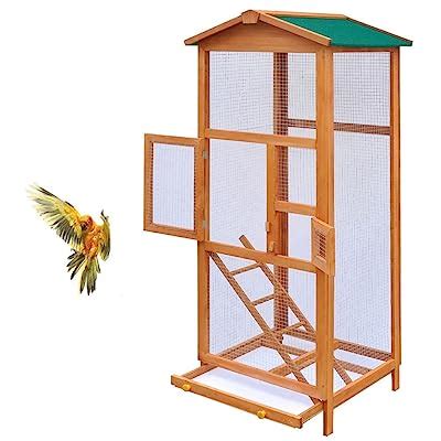 Unknown Spacious Wooden Aviary with Metal Grid for Finches India | Ubuy