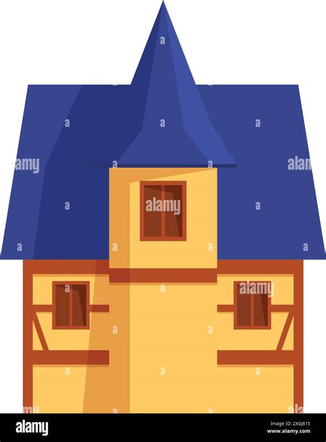 Illustration of a medieval european house with a blue roof and timber framing Stock Vector Image ...