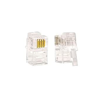 RJ9 RJ10 (4P-4C) Male Plug Modular Transparent Clear,Plug Crimp ...