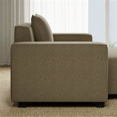 Buy Helios Brigade Fabric 1-Seater Lounge Sofa with Cushion - Brown ...