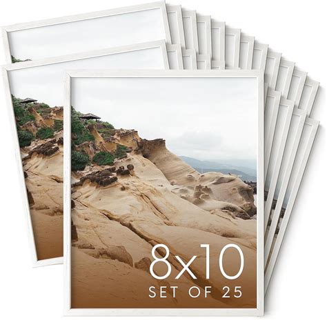 HAUS AND HUES 8x10 White Oak Wood Picture Frames Set of 25 - Premium ...