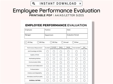 Evaluation Chart Templates