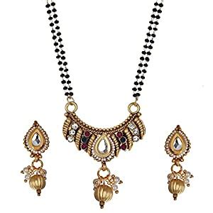 Buy YouBella Women's Pride American Diamond Gold Plated Mangalsutra ...