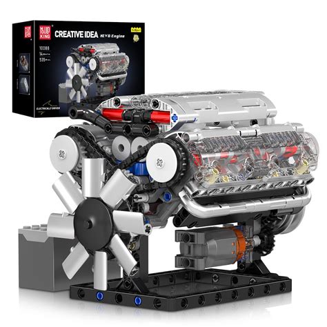 Amazon.com: Mould King 10088 V8 Engine Model Kit - 535 Pcs to Build Your Own Mini Engine That ...