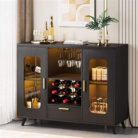 Amazon.com: Condemo Bar Cabinet with Power Outlets, Modern Coffee Bar ...