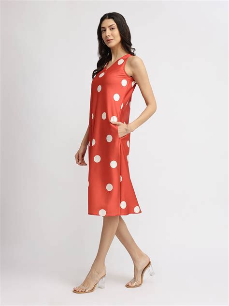 Satin Midi Dress - Orange