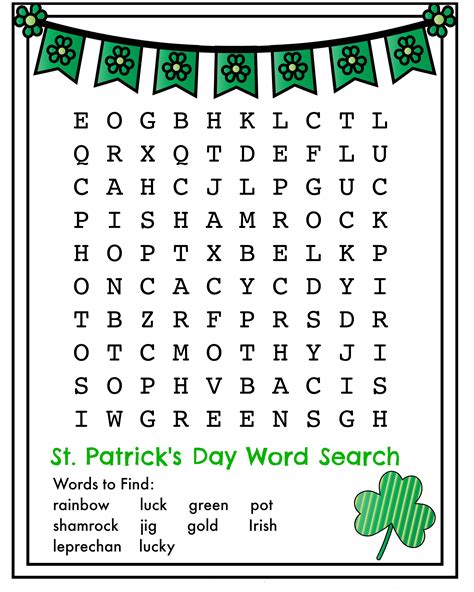 St Patrick S Day Word Search Worksheets