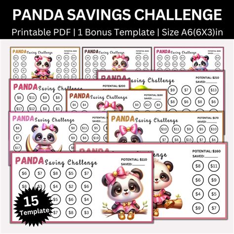 Buy Mini Panda Savings Challenge Printable, Panda Saving Challenges ...