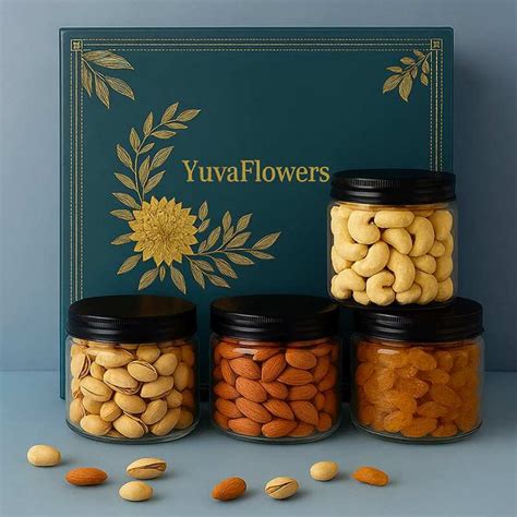 Premium Dry Fruits Gift Box – 4 Jars (Cashew, Almond, Pistachio & Rais ...