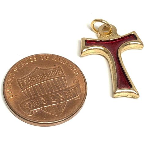 Red Tau Cross - Small - Pax Et Bonum Franciscan Crucifix -Blessed ...