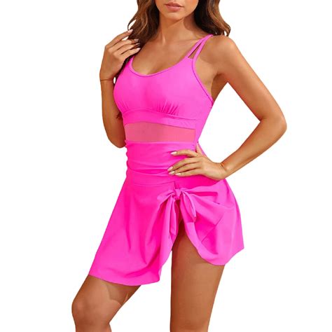 Fewfanhot Womens Swimsuits One Piece Swim Dress Tummy Control Swimsuits ...