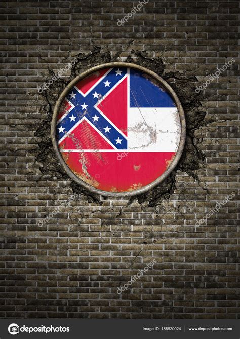 Old Mississippi flag in brick wall — Stock Photo © erllre #188920024