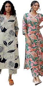 Buy ANNI DESIGNER Women's Cotton Blend Printed Straight Kurta with Pant ...