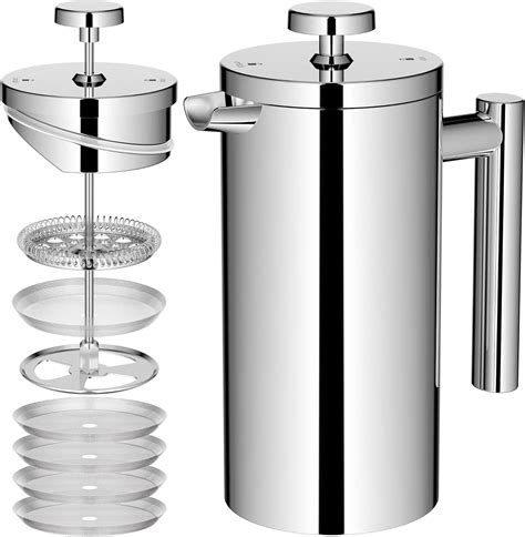 Amazon.com: Miuly Cafetiere 3 Cup/600ml Stainless Steel Double Wall ...