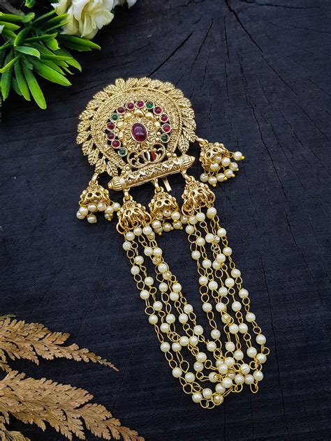 Gold Finish Guaranteed Quality Half Hair Temple Collection Choti//Half ...