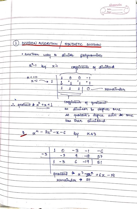 Algebra notes - Date __ Pag e DIV/StD,J AL. ORITHH S tJTH£TIC, DIVl'S1e ...