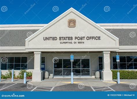 Entrance Exterior of United States Post Office on Sunny Day with Clear ...
