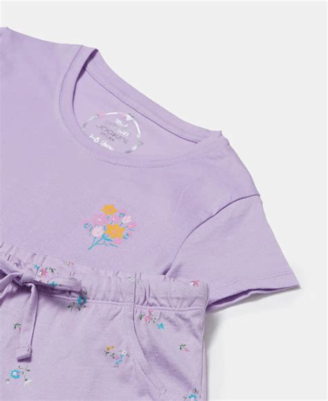 Buy Girl's Super Combed Cotton Short Sleeve T-Shirt and Printed Shorts ...