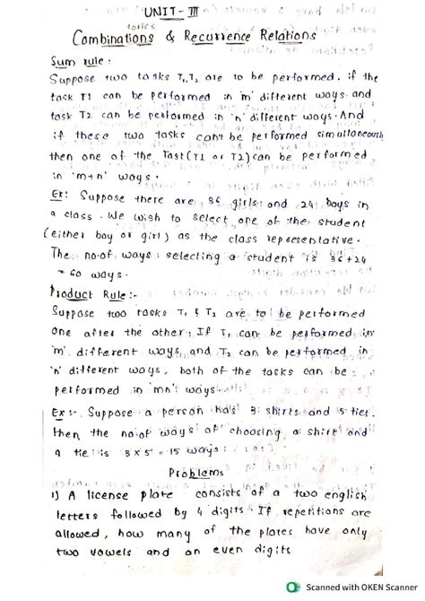 Combinations and Recurrence Relations: A Study Guide for MATH 101 - Studocu
