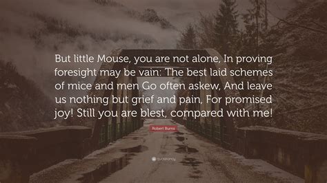 Robert Burns Quote: “But little Mouse, you are not alone, In proving ...
