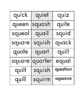 /Qu/ Word List and Sentence Strips by Reading Resourcez | TPT