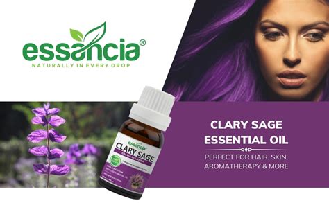 Essancia Clary Sage Essential Oil for Relaxation & Skin Care - 100% ...