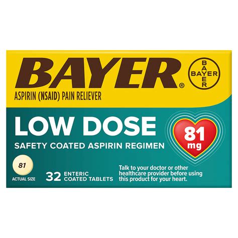 Bayer Low Dose Aspirin Regimen Safety Enteric Coated Tablets 81 mg, 32 count - Fairway