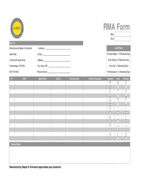 RMA Form - Blank Fillable Template | Fill Out, Print & Download PDF ...