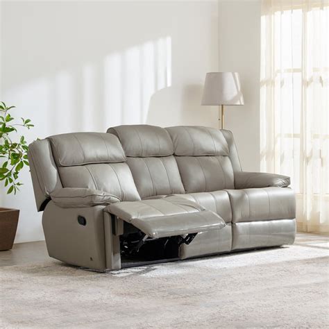 Buy Torino Half Leather 3-Seater Recliner - Grey from Home Centre at ...