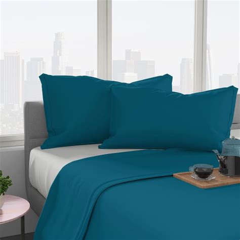 Buy PORTICO Shades Blue Solid Cotton Pillow Cover Set - 46x69cm - 2Pcs ...