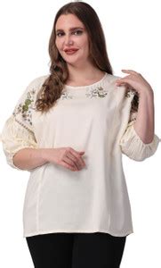 VAAMII Casual Embroidered Women White Top - Buy VAAMII Casual ...