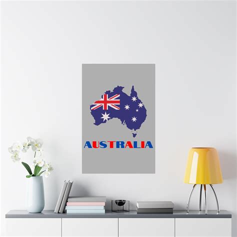 Map of Australia Poster, Australian Flag Poster, Australia Flag Matte Poster, Australian Decor ...