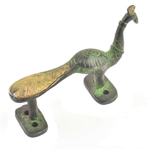 Brass Green Patina Peacock Door Handle