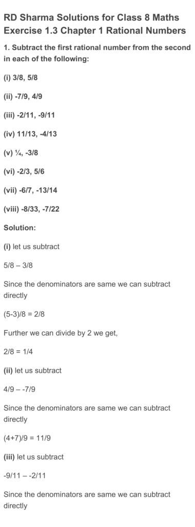 RD Sharma Chapter 1 – Rational Numbers Exercise 1.3 Solutions - RD ...