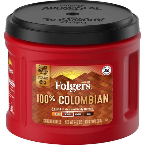 Folgers 100% Colombian Medium-Dark Roast Ground Coffee, 24.2-Ounce ...