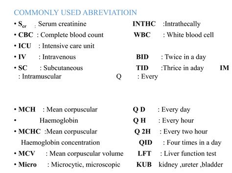 Medical abbreviation used in clinical setting | PPTX