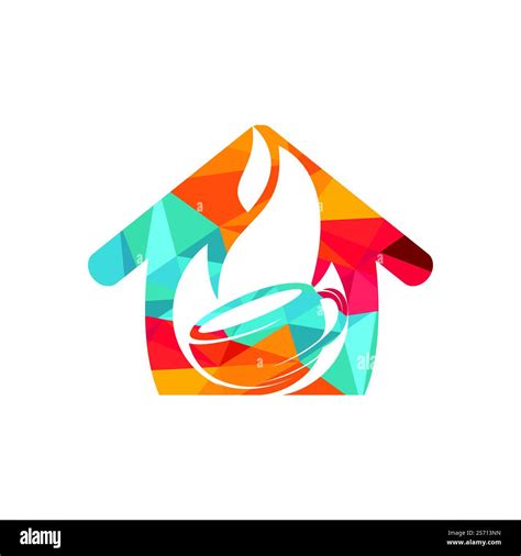 Fire flame hot roasted coffee logo design. Hot coffee shop logo with ...