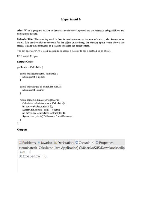 WT JAVA Programs - Experiment 6 Aim: Write a program in java to ...