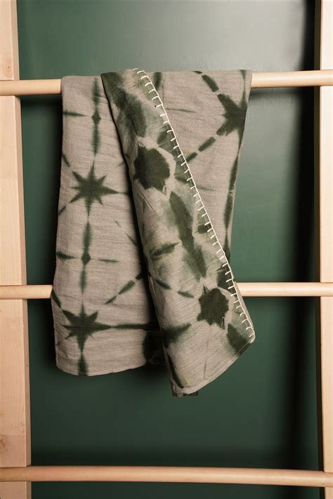 Sage green shibori khadi stole – Airavata Weaves and Textiles