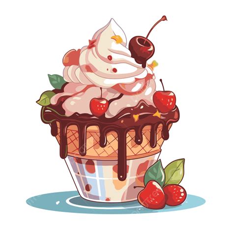 Ice Cream Sundae Vector Vintage