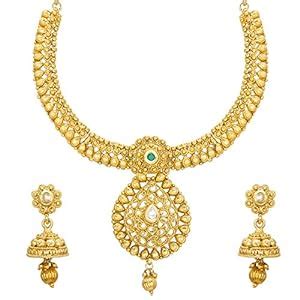 Buy The Luxor Traditional Gold Plated Bridal Necklace with Jhumka ...