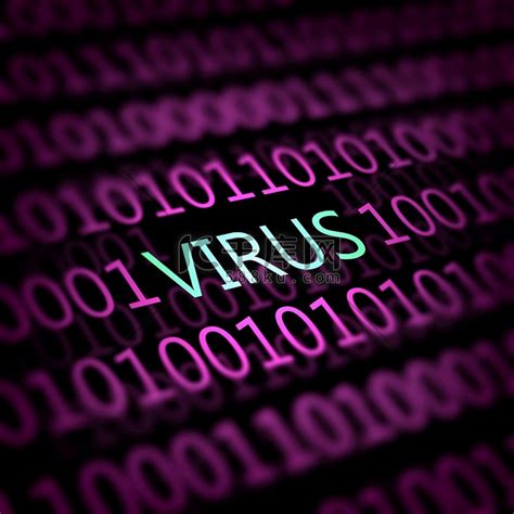 一个计算机病毒检测符号插图与文字病毒荧光字文字图片高清摄影大图-千库网