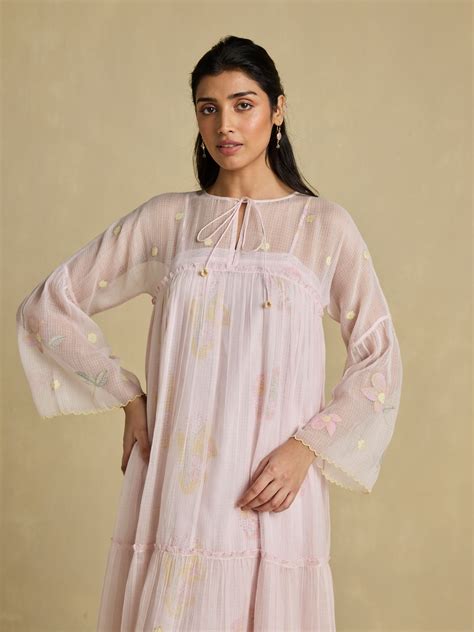 Lilac in the Shade Dress | Embroidered Kota Doria Cotton Dress