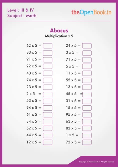 Multiplication x 5 01