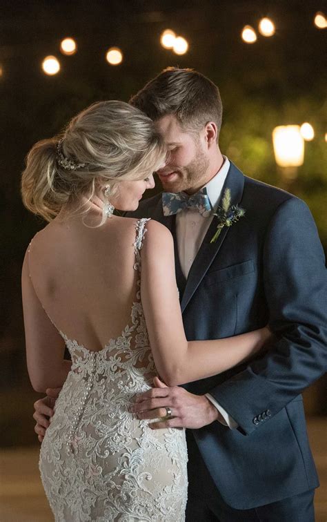 Layered Lace Wedding Dress with Plunging V-Neckline - Essense of Australia