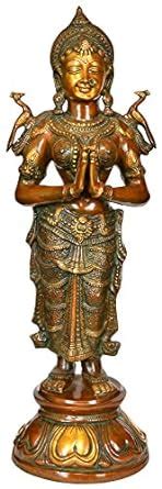 Exotic India Namaste (Welcome) Lady - Brass Statue : Amazon.in: Home ...