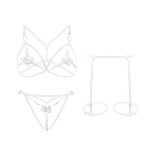 Opulent Allure Pearl Garter Lingerie Set